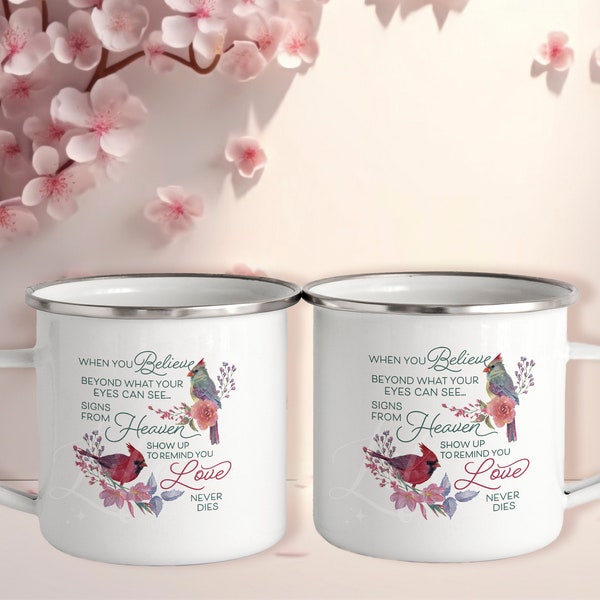 Cardinals "Signs from Heaven" Mug Wrap Sublimation Design, Cardinal Mug Wrap, Sublimation Mug, Sublimation Wrap, "Love Never Dies" Mug png