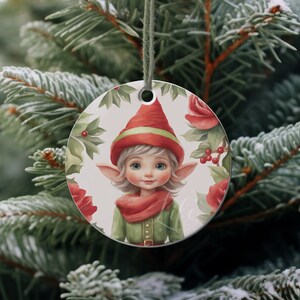 Christmas Ornament Sublimation PNG, Vintage Christmas Elf, Christmas Round Ornament PNG, Christmas Elf png, Ornament png, Nostalgic ornament