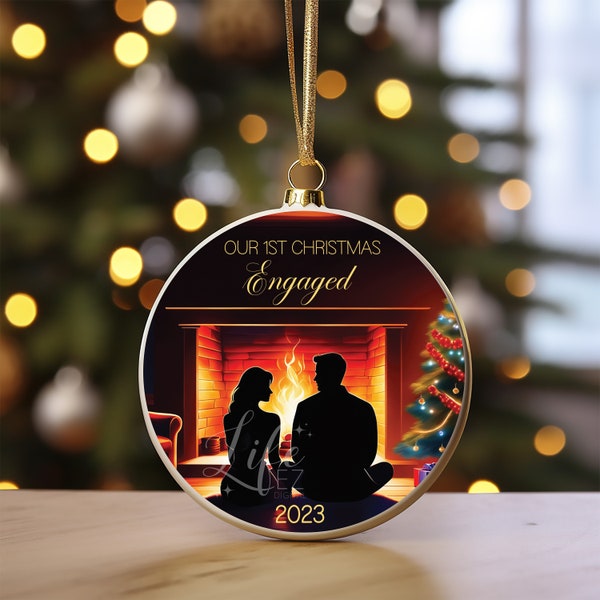 First Christmas Engaged 2023 Ornament Sublimation PNG, Engaged png, Christmas Round PNG,  Christmas png, Engaged Ornament png, 2023 png