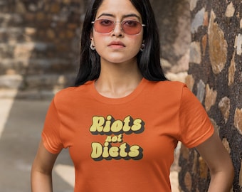 Feminist Vegan Clothing - Riots Not Diets T Shirt - Organic Cotton Sustainable Top - Equality Shirt - Eco Friendly Fashion Tee