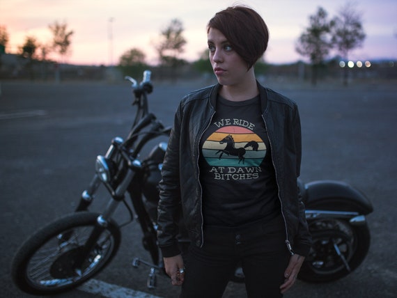 We Ride at Dawn Bitches T Shirt. Vegan Clothing, Feminist TShirt, Organic Cotton Top, Sustainable T-Shirt, Horse Rider T Shirt Horse Riding