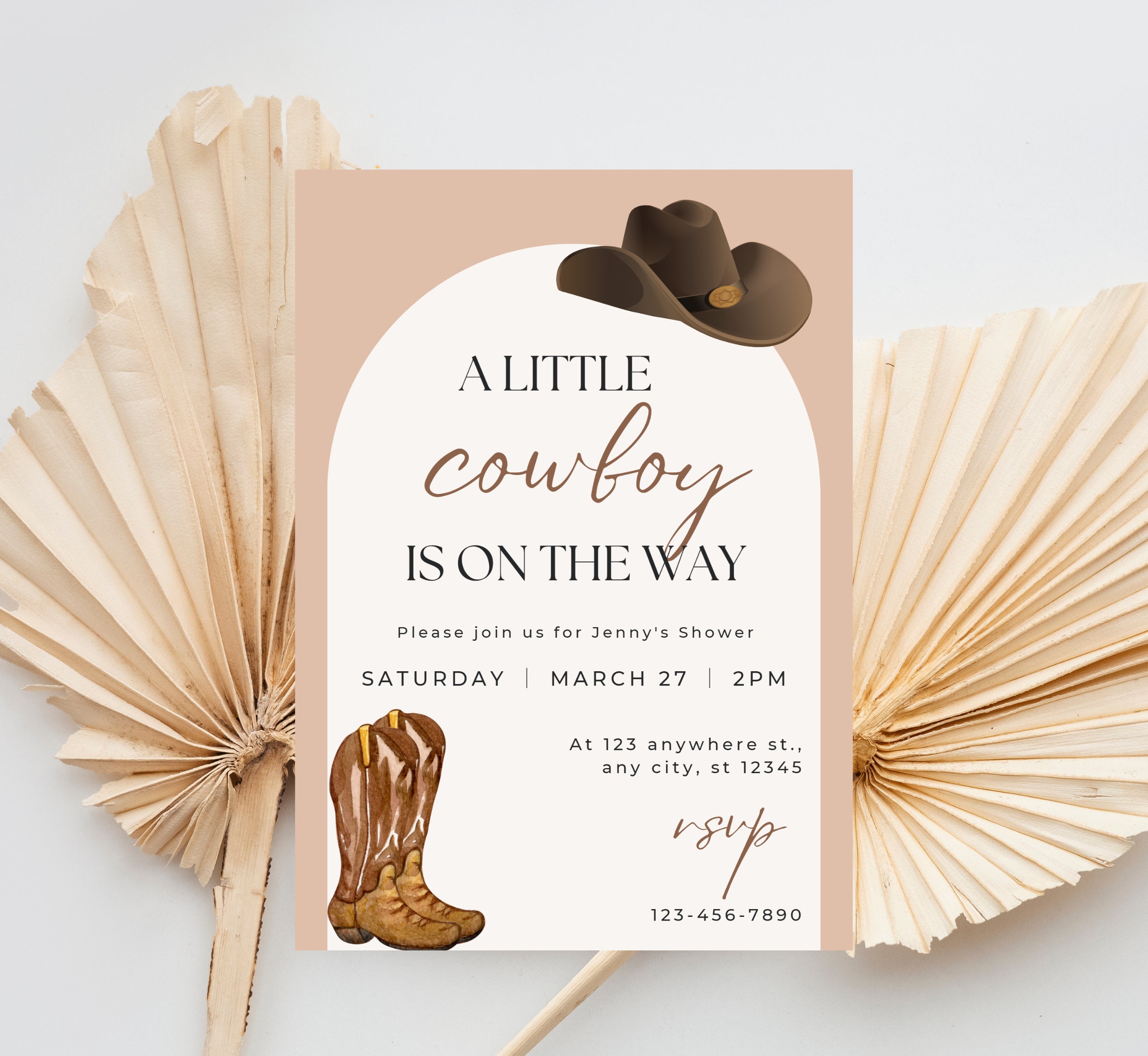 Cowboy Western Baby Shower Invitation Template Chic Western Etsy