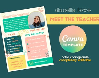 Meet the Teacher / Canva Template / Teacher Canva Template