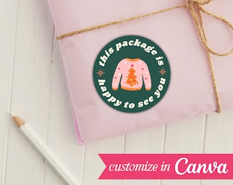 Sweater Small Business Sticker, Edit in Canva Sticker, Canva Templates, Small Business Resources, Personal Branding, Packaging Resources