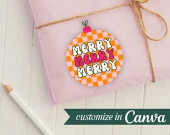 Jolly Mail Small Business Sticker, Edit in Canva Sticker, Canva Templates, Small Business Resources, Christmas Packages, Packaging Resources