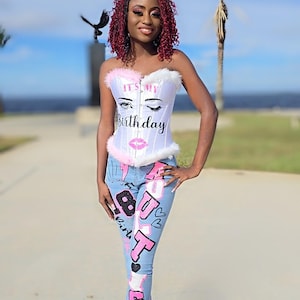 Custom Birthday/Graduation Corset and Jeans set.