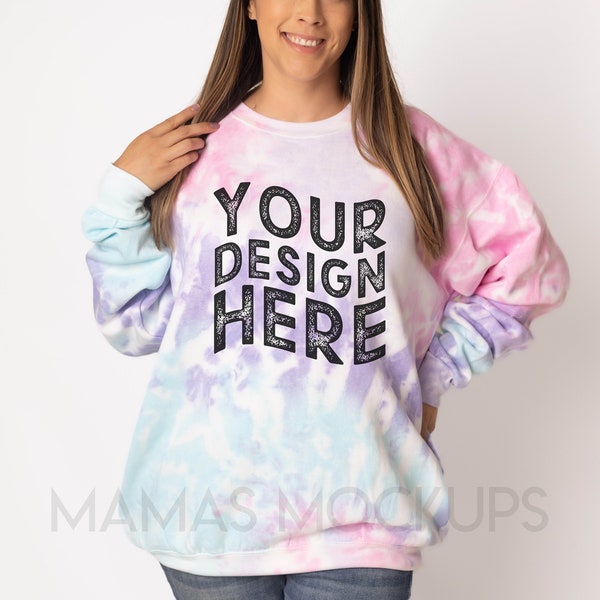 Colortone Tie dye mockup, Cotton Candy 8100 Mockup, Tiedye Crewneck Mockup, Tye Dye Sweatshirt Mockup, Colortone Cotton Candy 8100 Mockup