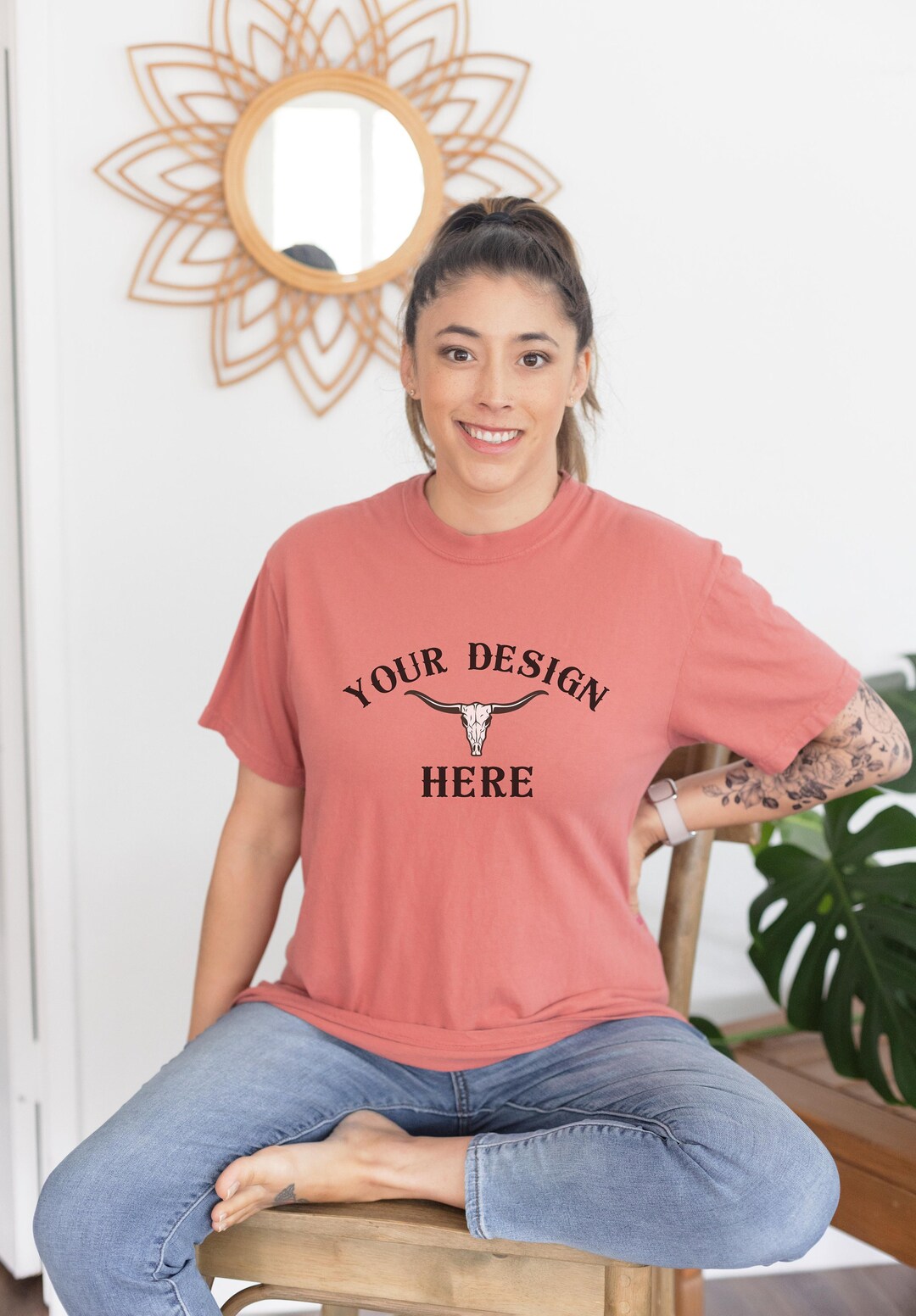 Comfort Colors 1717 Cumin Mockup, C1717 Mockup, Boho Comfort Colors