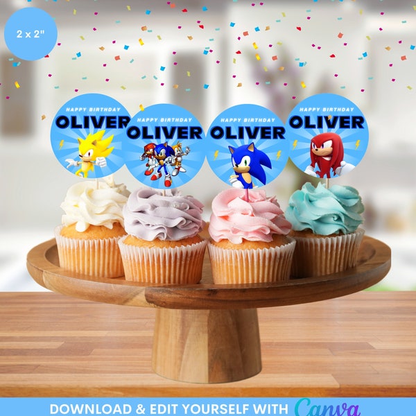 Cupcake Toppers, Editable Birthday Cupcakes Tags, Printable Birthday Cupcake Toppers