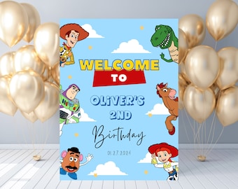 Toy themed Birthday Welcome Sign Template, Editable Toy Birthday Party Welcome Sign, Printable Toy Story Birthday Welcome Sign