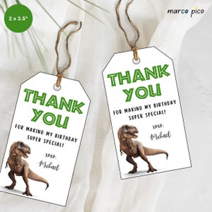 Dinosaur Tirex themed Party Favors Tags, Dinosaur Birthday Thank You Label, Dinosaur Birthday Party Gift Thank You Tag