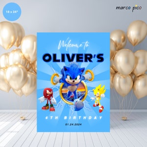 Plantilla de signo de bienvenida de cumpleaños, signo de bienvenida de fiesta de cumpleaños de erizo editable, signo de bienvenida de cumpleaños imprimible