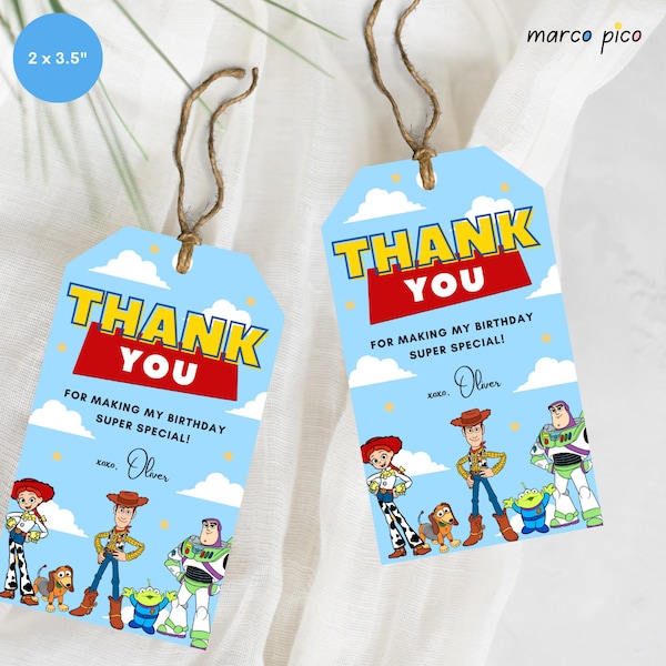 Toy themed Party Favors Tags, Toy Birthday Thank You Label, Toy Birthday Party Gift Thank You Tag