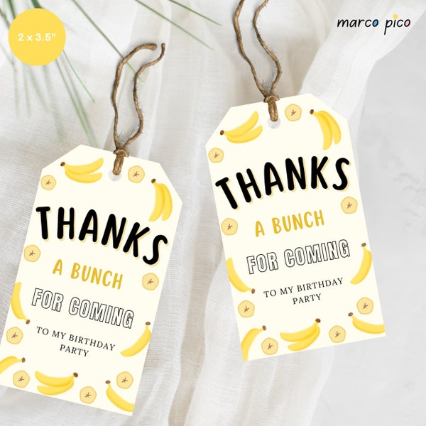 Let's Go Bananas themed Party Favors Tags, That's Banana Birthday Thank You Label, Banana Party Gift Thank You Tag