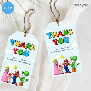 Gastgeschenke Anhänger, Mario Geburtstag Dankeschön Etikett, Geburtstagsparty Geschenk Dankeschön