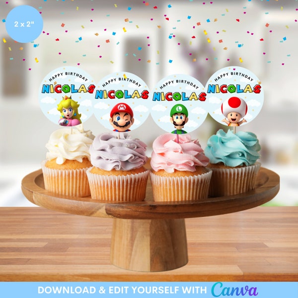 Kindergeburtstag Cupcake Toppers, Mario Geburtstag Cupcakes, Jungen Geburtstag Cupcake Toppers
