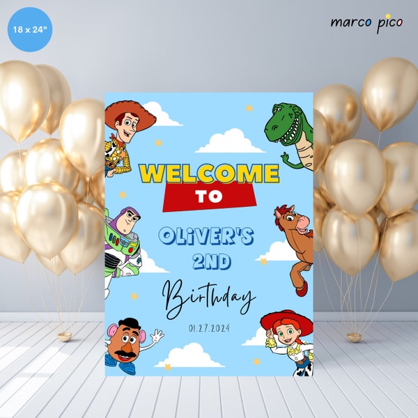 Toy themed Birthday Welcome Sign Template, Editable Toy Birthday Party Welcome Sign, Printable Toy Story Birthday Welcome Sign
