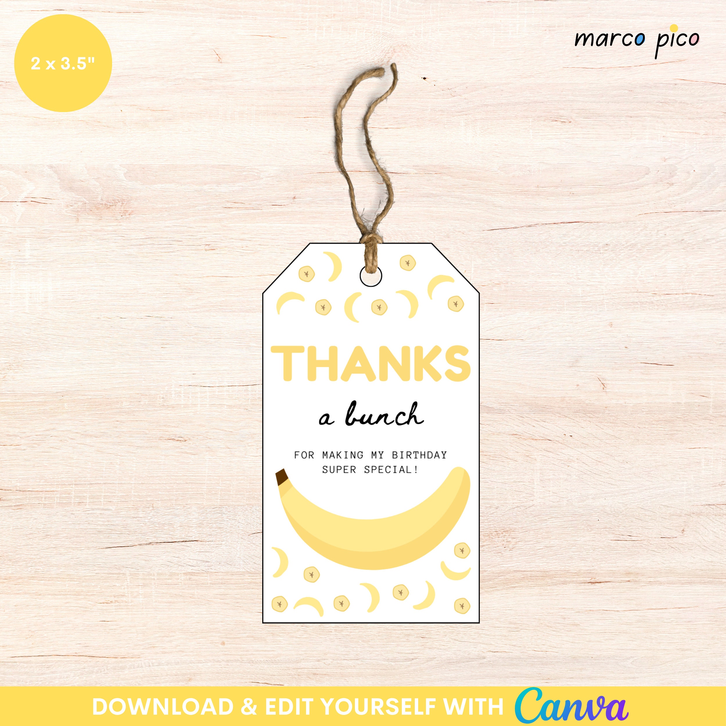 Banana Themed Party Favors Tags, That's Banana Birthday Thank You Label ...
