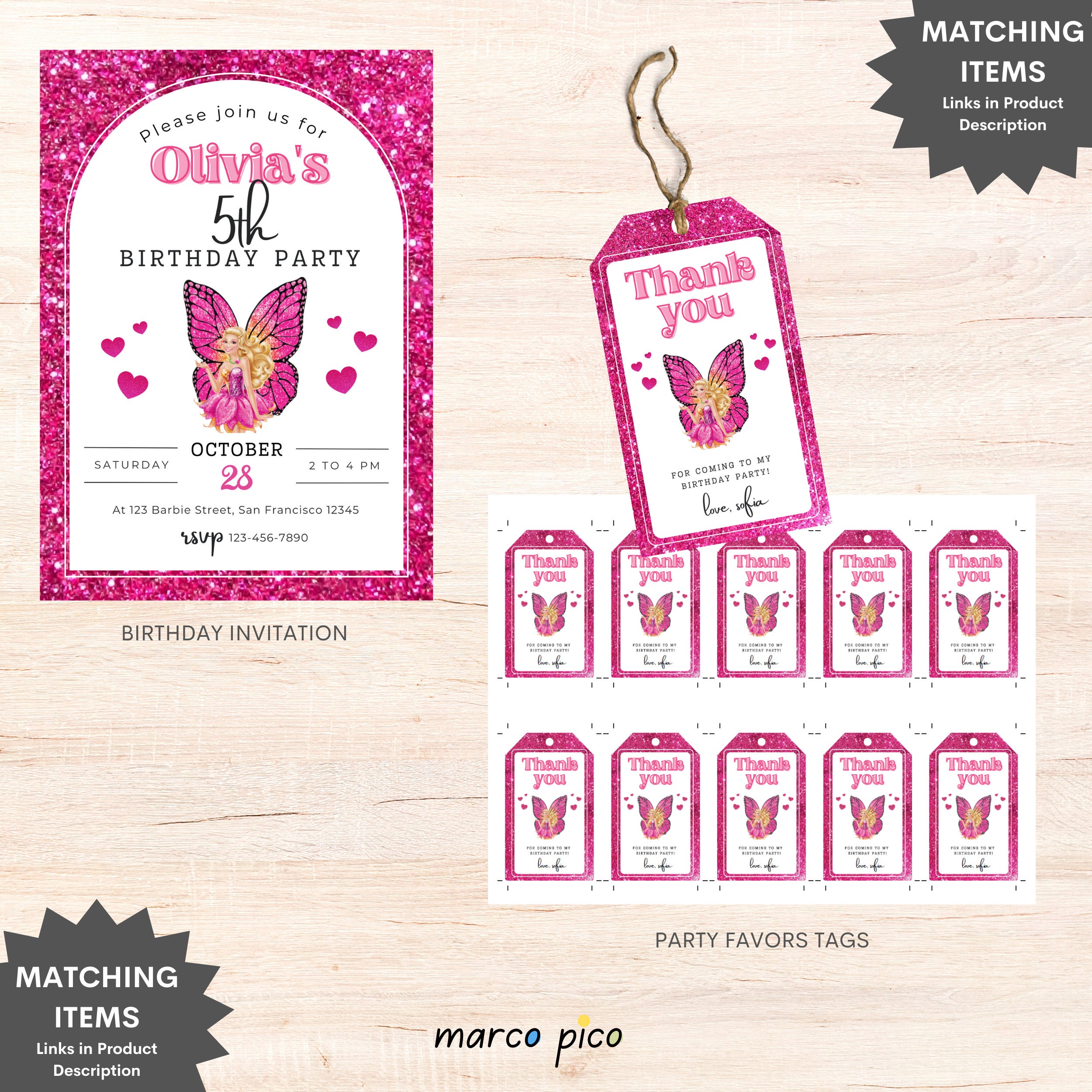 Barbie Motto Party Favors Tags Barbie Birthday Thank You Etsy.de