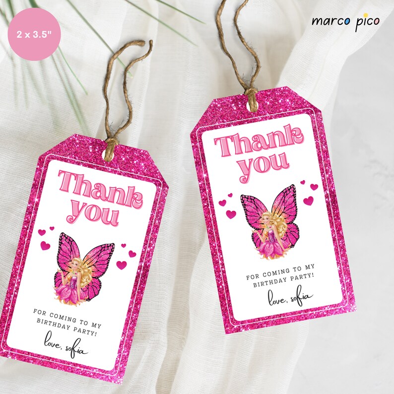 Barbie Motto Party Favors Tags Barbie Birthday Thank You Etsy.de