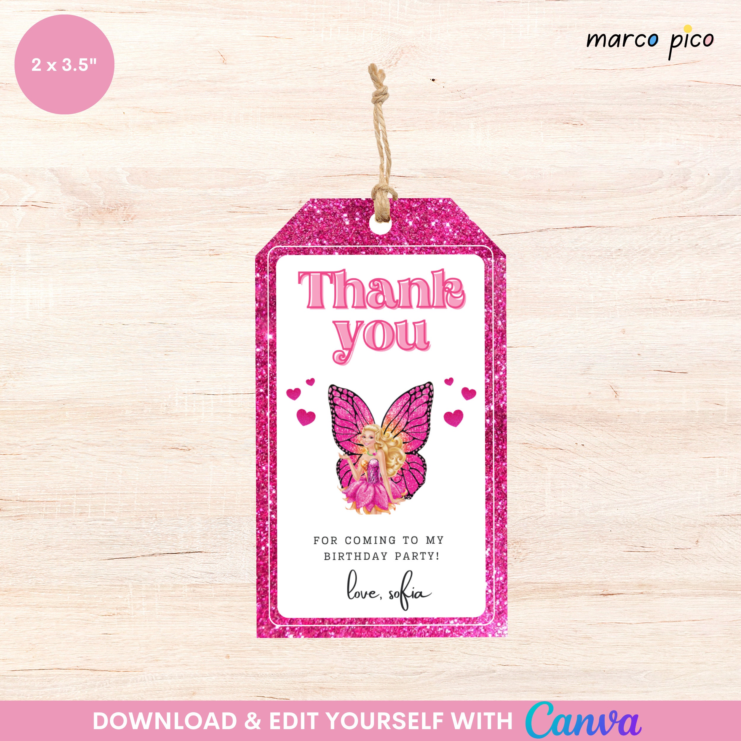 Barbie Motto Party Favors Tags Barbie Birthday Thank You Etsy.de