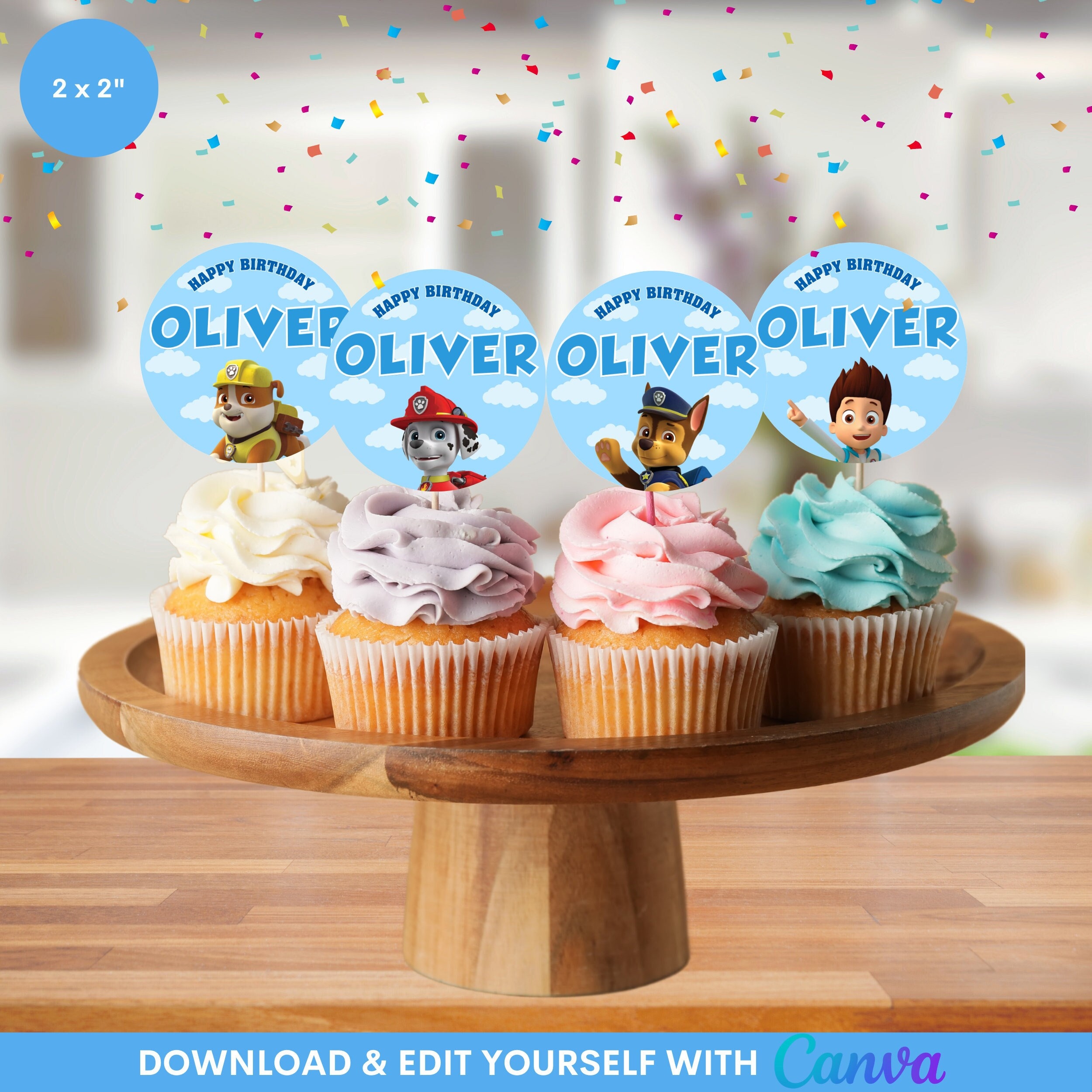 Paw Patrol Themed Cupcake Toppers, Editable Paw Patrol Birthday — free download