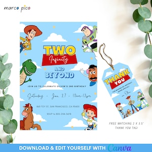 Toy themed Birthday Invitation Template, Toy Birthday Invitation Card, Two Infinity and Beyond Birthday Party Invitation