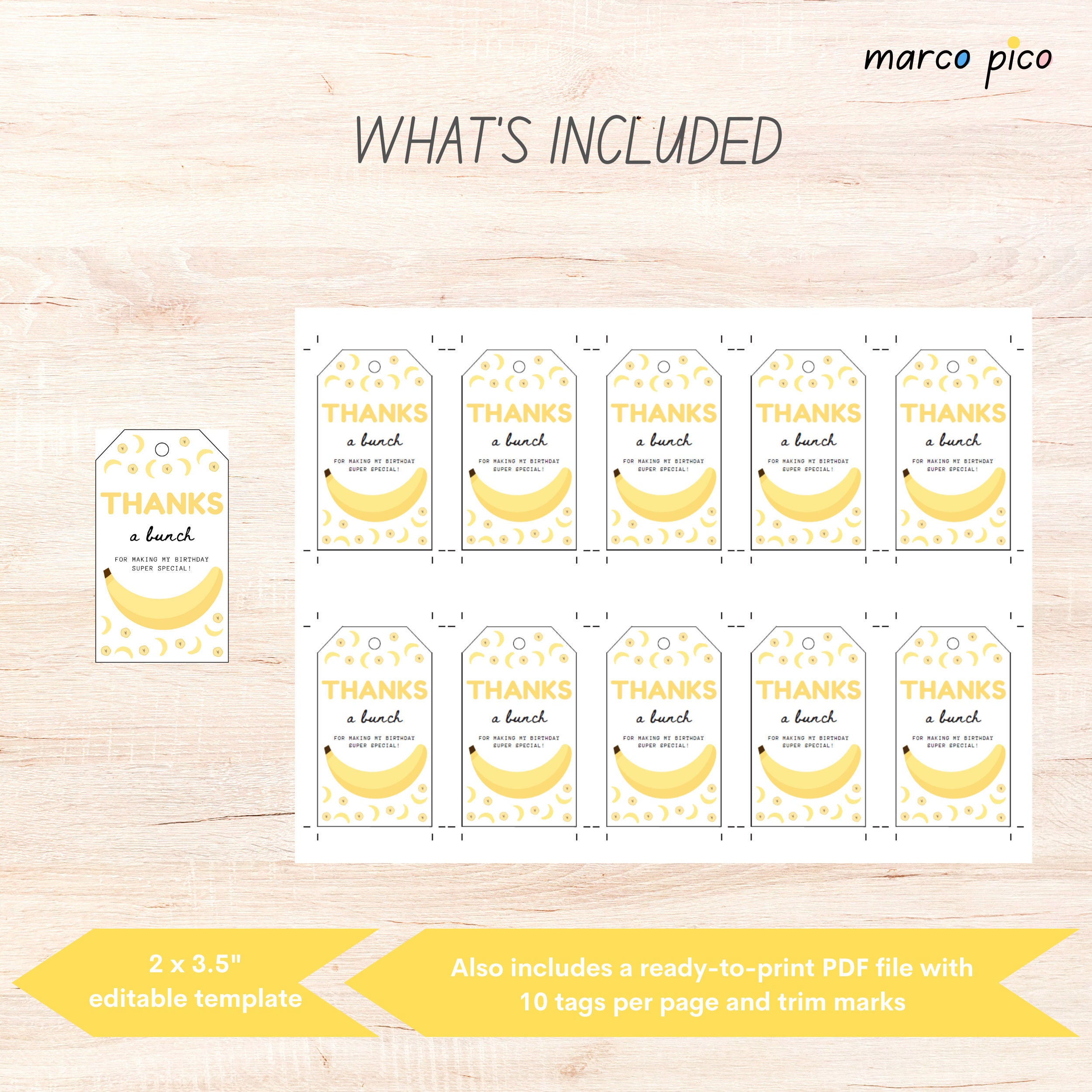 Banana Themed Party Favors Tags, That's Banana Birthday Thank You Label ...
