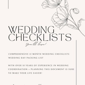 Wedding Planning Checklist/ Monthly Wedding Checklist/ Weddings/ Checklists/ Wedding Day Checklist/ Digital download