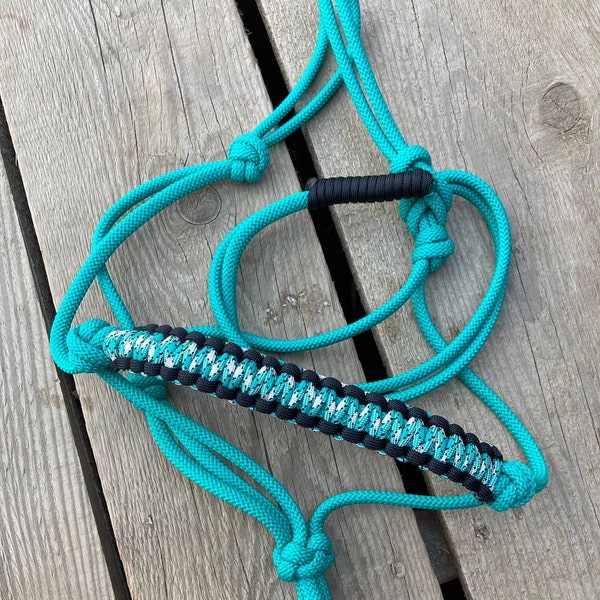 Mini donkey halter-teal with black