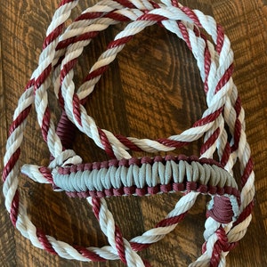 cow Rope halter-maroon and white