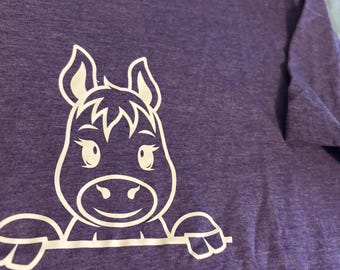 Purple Donkey Graphic T-Shirt, Polyester Cotton Blend Tee