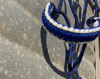 D09-Mini donkey halter-royal blue  with black and white