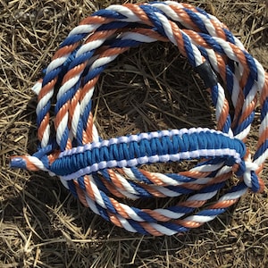 cow Rope halter-Navy-coral-White
