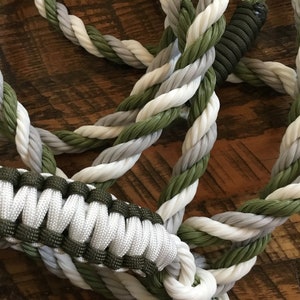 Cabestro de cuerda para vaca - Verde oliva y blanco