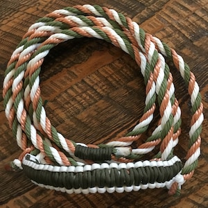 cow Rope halter-Olive green white and copper