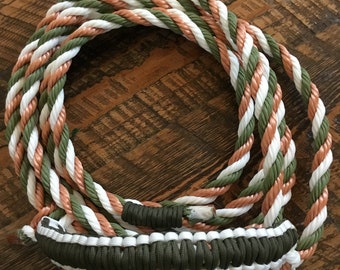 A16-Cow Rope halter-Olive green gray and copper