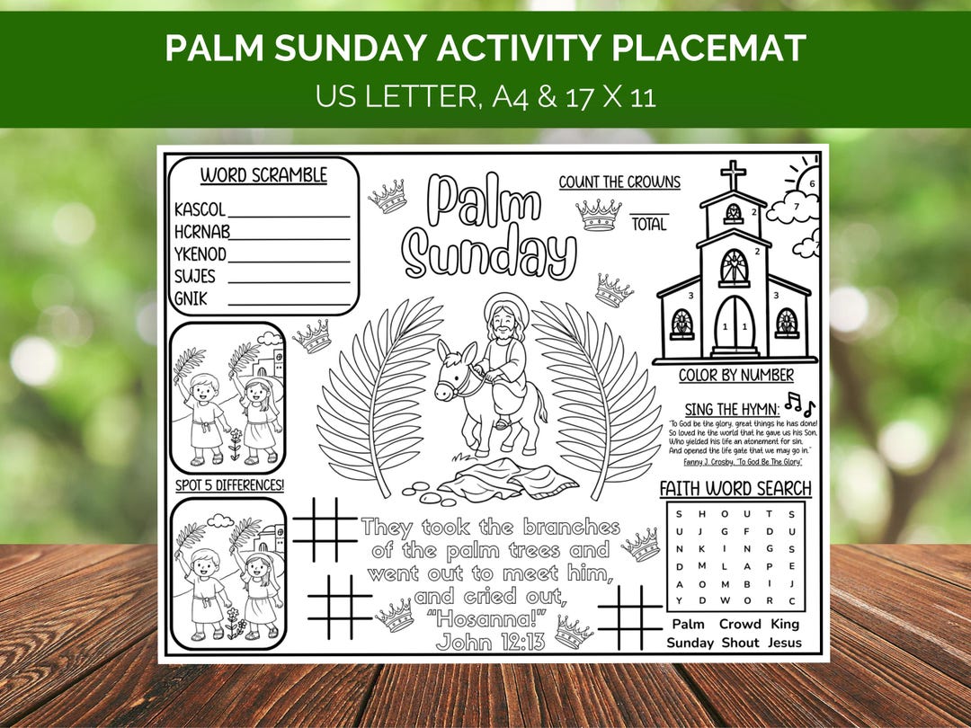 Christian Palm Sunday Activity Placemat, Holy Week Bible Activity ...