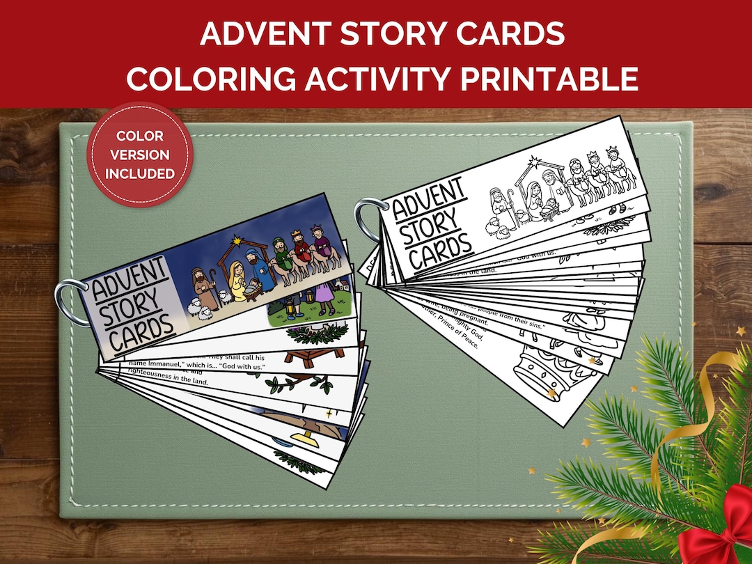 Advent Story Cards Christmas Coloring Pages, Nativity Kids Craft Lesson ...