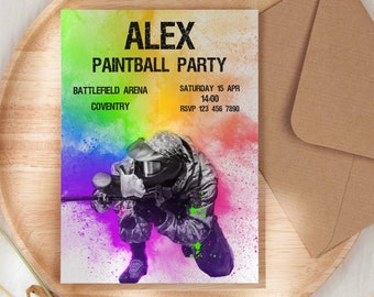 Paintball Birthday Party Invitation Paintballing Party Paintball Party Evite Template Instant Download