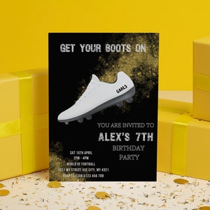 Editable Soccer Birthday Invitation Card Template, Football Invitation Soccer Invitation Card Template, Editable in Canva