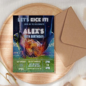Personalized Editable Soccer Birthday Invitation - Customizable Soccer Party Invite