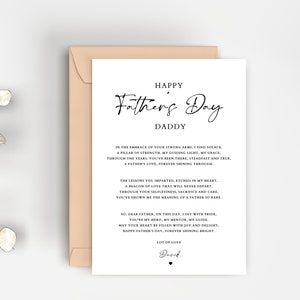 Feliz día del padre Poema de papá de la tarjeta de felicitación del bebé Tarjeta del día del padre de papá Tarjeta de felicitación del poema de papá CANVA