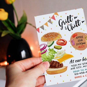 Customizable BBQ Birthday Invite - Grilling &#39;n Chilling Party Theme