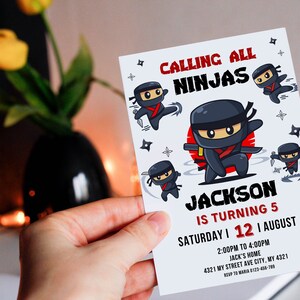 EDITABLE Ninja Birthday Invitation Martial Arts Invite Ninja Party Printable Warrior Birthday Invitation Digital Editable Canva