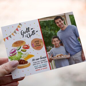 PHOTO Customizable BBQ Birthday Invite with Photo - Grilling &#39;n Chilling Party Theme