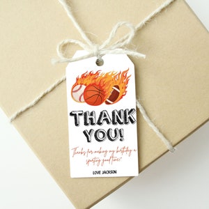 EDITABLE Sport Birthday Thank You Tag Template, Sport Birthday Party Favor Tag, Sport Theme Thank You Tag, All Star Sport
