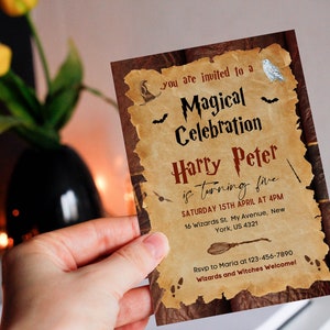 Editable Wizards Birthday Invitation Template, Witchers Birthday Invitation Template, Wizard Birthday Evite, Editable in Canva