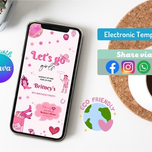 Pink Cowgirl Birthday Party Invitation: Rodeo Celebration (Digital)