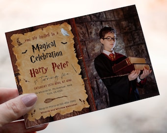 Magical Witchers-Wizard Birthday Photo Invitation - Instant Download, Editable Wizard Theme Invite